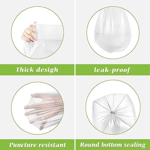 Teivio Small Clear Trash Bags 4 Gallon 330 Count | All-Purpose Bin Liners for Home, Office, Kitchen thumbnail 3