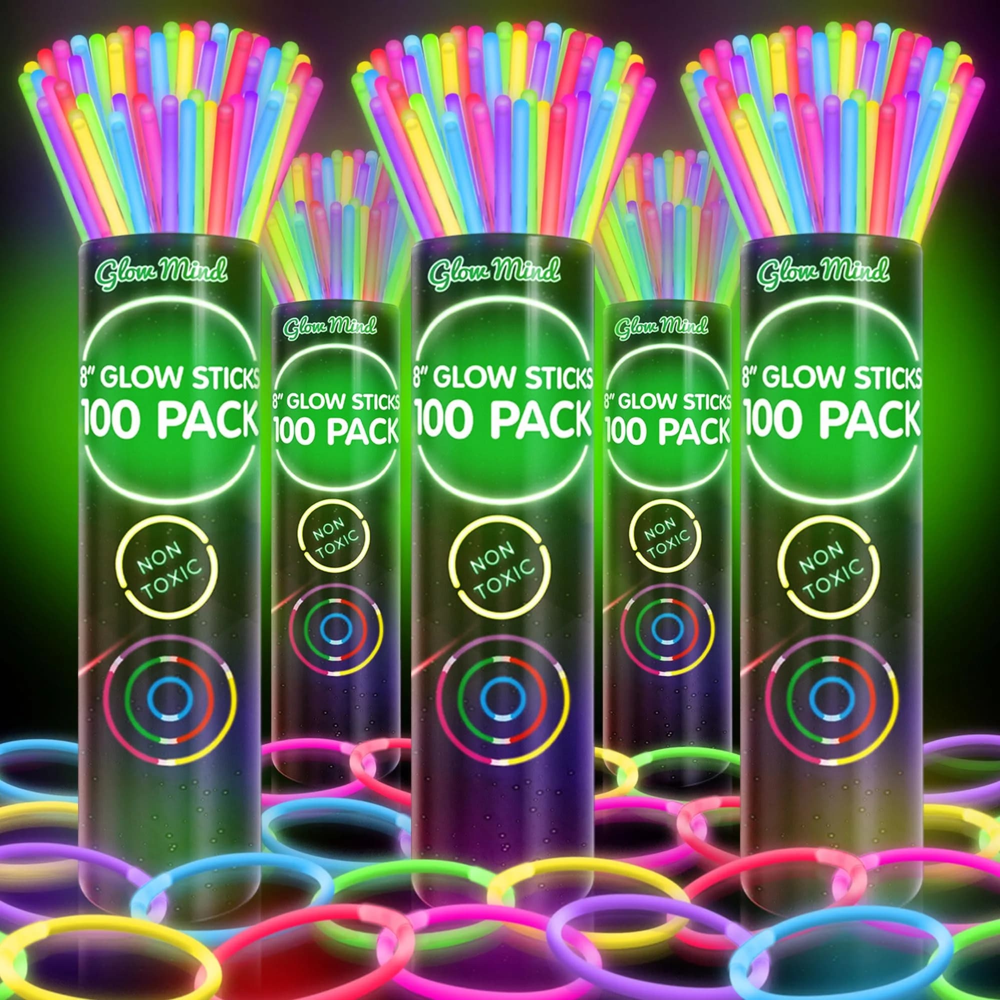 Glow Mind 500 Ultra Bright Glow Sticks Bulk Party Pack, Multi Color (500 Count)