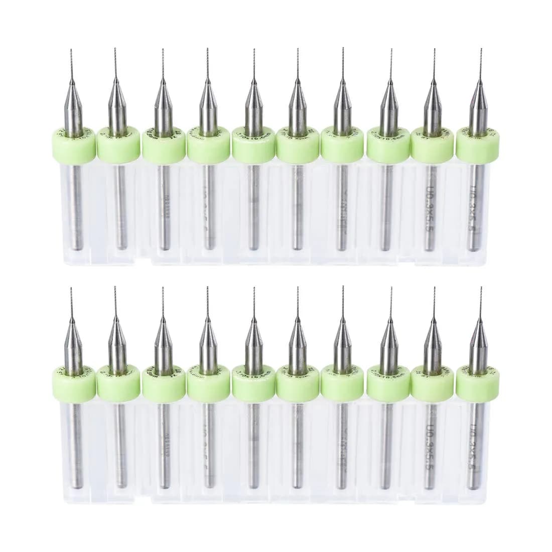 uxcell PCB Drill Bits 0.9mm Tungsten Carbide Rotary Tool 2 Set (20 Pcs) | High Precision for PCB & Soft Metals — Green / 0.3mm