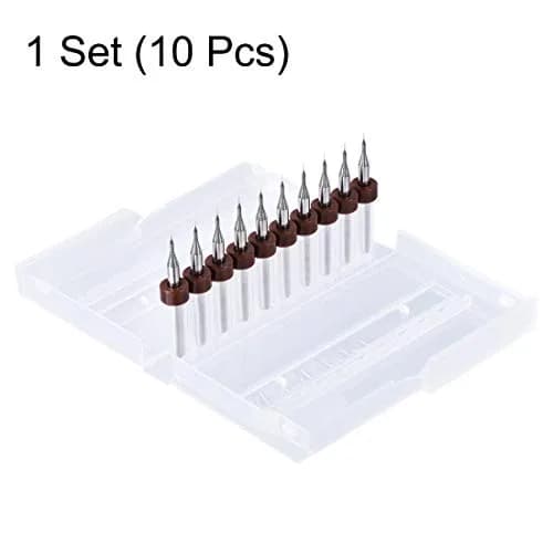 uxcell 0.1mm Tungsten Carbide PCB Drill Bits 3mm (1/8") Shank, 38mm Length | 10-Piece Set for Precision Drilling thumbnail 3