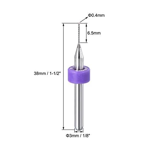 uxcell 0.4mm Tungsten Carbide PCB Drill Bits 3mm (1/8") Shank, 38mm Length | 10 Pcs Set for Electronics & Woodworking thumbnail 2