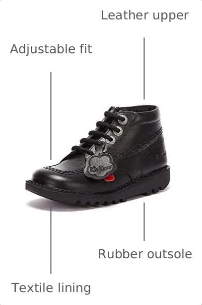 Kickers Kick Hi Zip Boots for Infants | Ankle-Length Leather Shoes for Baby Girls, Size 12 thumbnail 3
