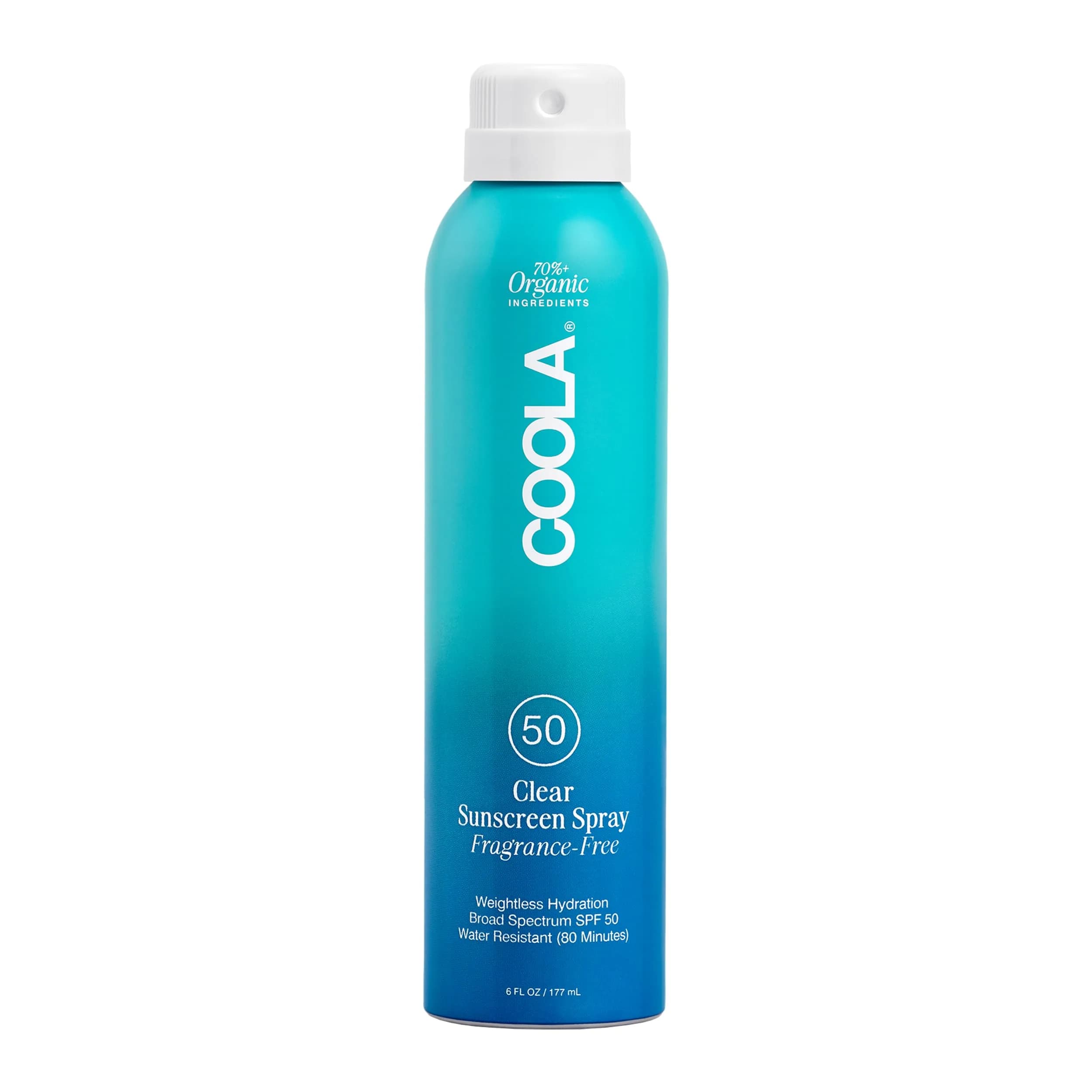 COOLA Clear Sunscreen Spray SPF 50 Fragrance Free 177ml (6 fl oz) | Broad Spectrum Protection - main product image