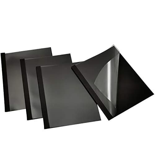 RAYSON Black Thermal Binding Covers 1/4 Inch (6mm) | 25 Pack Holds 55 Sheets thumbnail 1