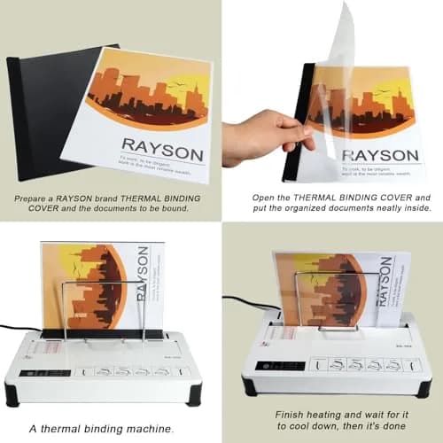 RAYSON Black Thermal Binding Covers 1/4 Inch (6mm) | 25 Pack Holds 55 Sheets thumbnail 6