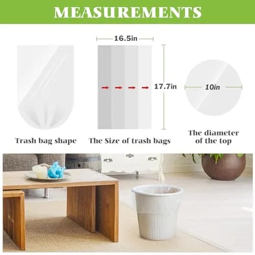 Teivio Small Clear Trash Bags 1.2 Gallon 180 Count | Unscented Garbage Bags for Home & Office thumbnail 2