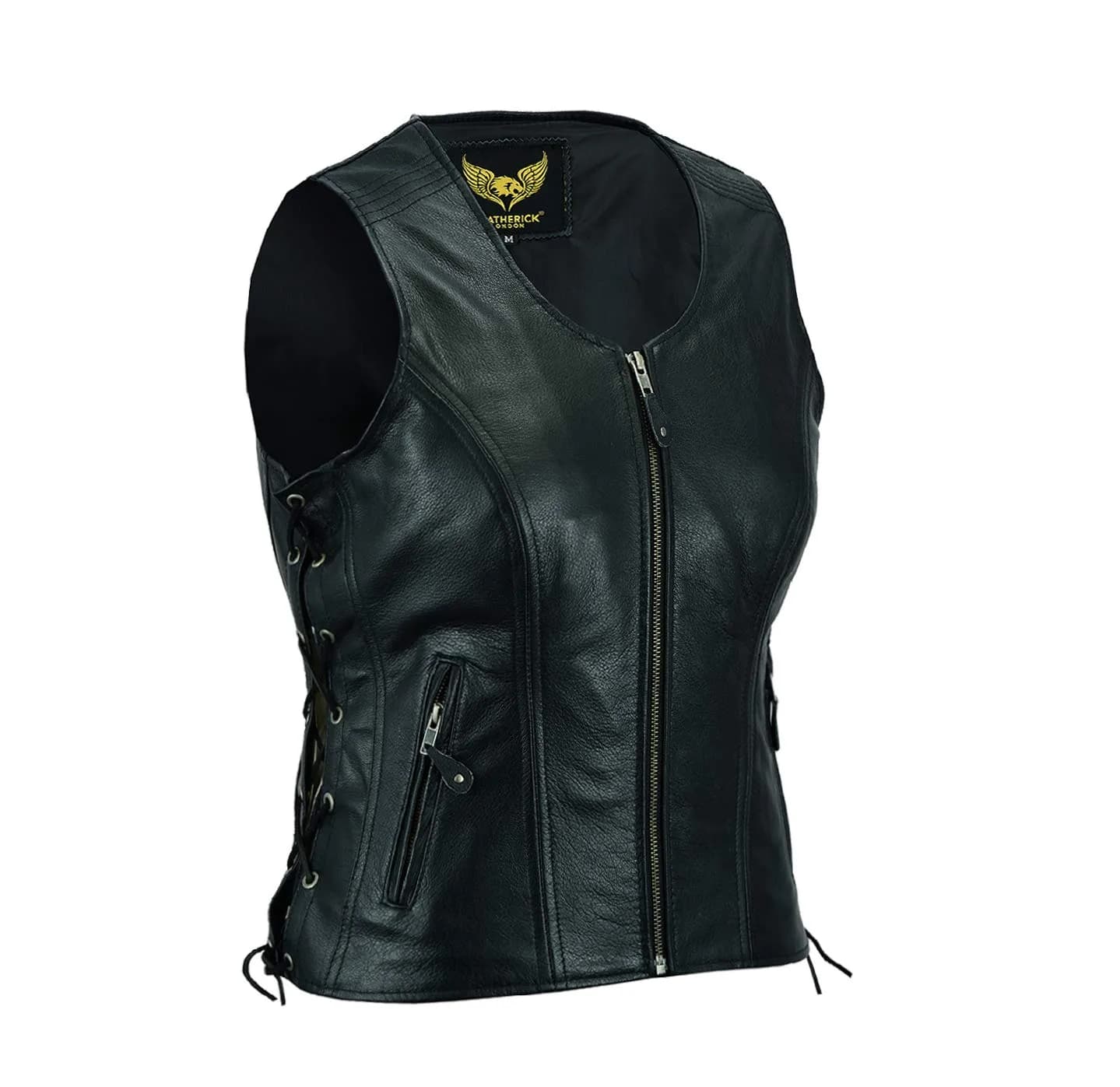 Leatherick Women Top Grain Buffalo Leather Motorcycle Vest XL | Durable & Stylish - main product image