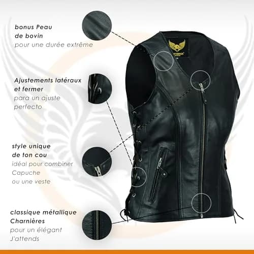 Leatherick Women Top Grain Buffalo Leather Motorcycle Vest XL | Durable & Stylish thumbnail 6