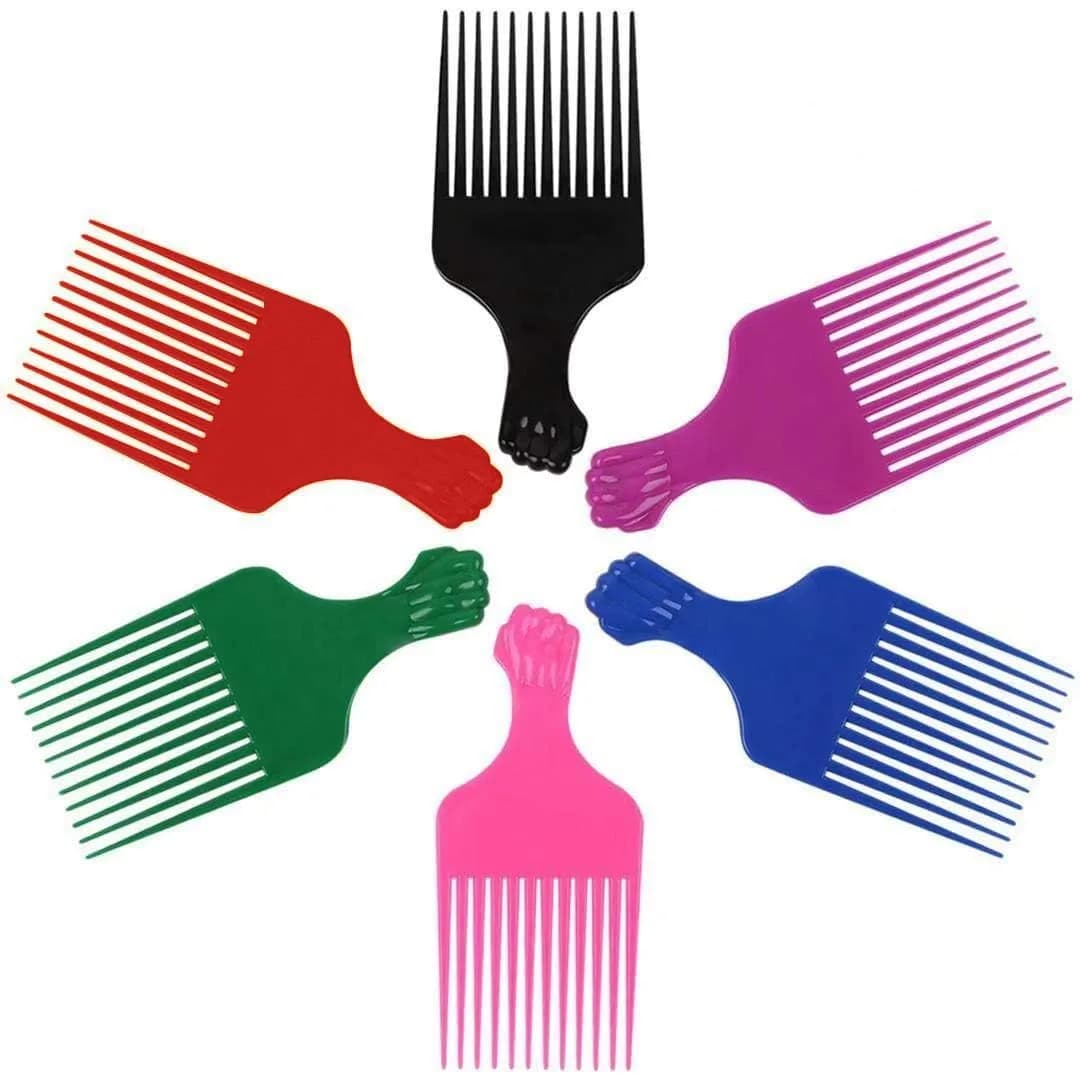 LEADUWAY Fist Picks for Curly & Afro Hair, Plastic 6.5 inch Rainbow Set (6 PCS) | Gentle, Durable Styling Tools - main product image