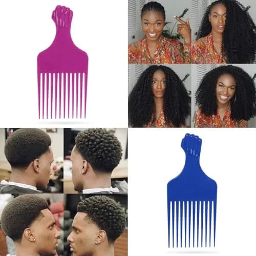 LEADUWAY Fist Picks for Curly & Afro Hair, Plastic 6.5 inch Rainbow Set (6 PCS) | Gentle, Durable Styling Tools thumbnail 5