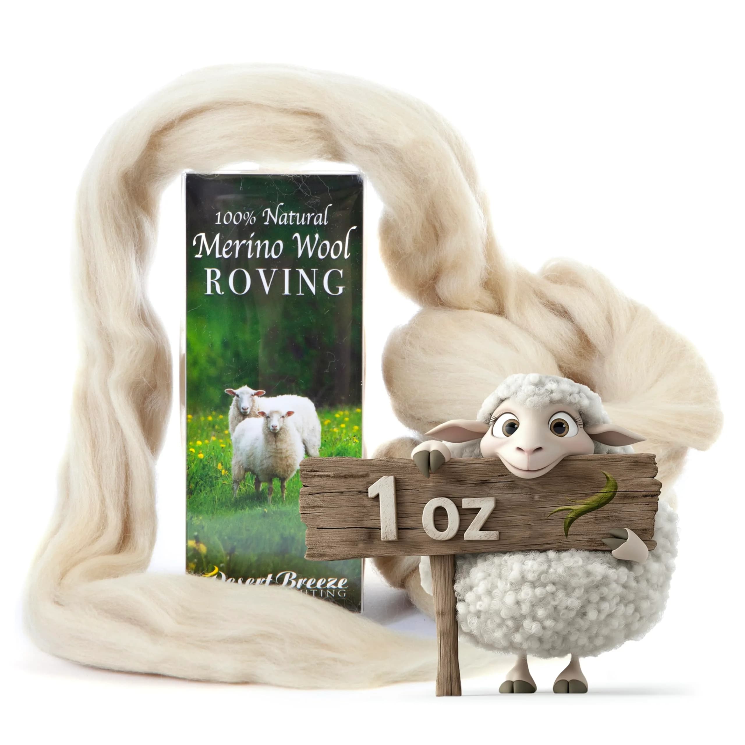 Desert Breeze Distributing Merino Wool Roving 1 oz | Fine Needle Felting & Spinning - main product image