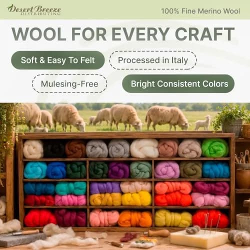 Desert Breeze Distributing Merino Wool Roving 1 oz | Fine Needle Felting & Spinning thumbnail 3