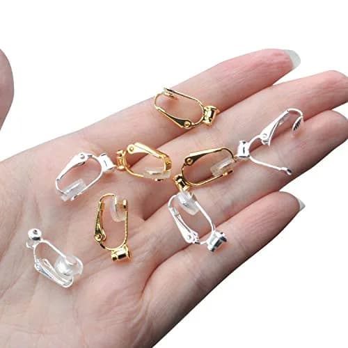 Aylifu Clip-On Earring Converters 12 Pairs (Silver & Gold) | Non-Pierced Earring Backs with Silicone Pads thumbnail 2