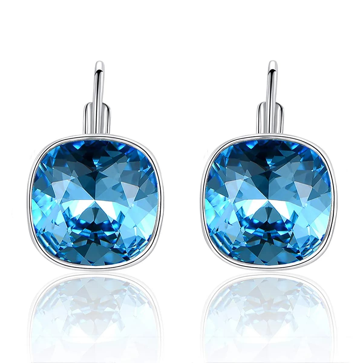 MDFUN Bella Drop Earrings Crystals 14mm (0.55 inch) | Hypoallergenic 18K White Gold Plated