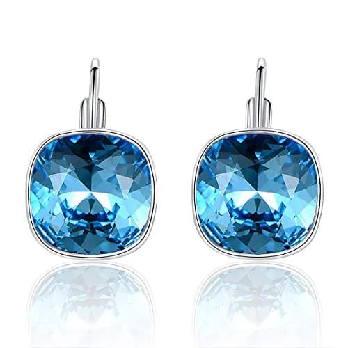 MDFUN Bella Drop Earrings Crystals 14mm (0.55 inch) | Hypoallergenic 18K White Gold Plated thumbnail 1