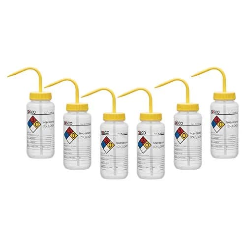 EISCO 6PK Wash Bottle 500ml Wide Mouth Self Venting Low Density Polyethylene | Chemical & Safety Labelled