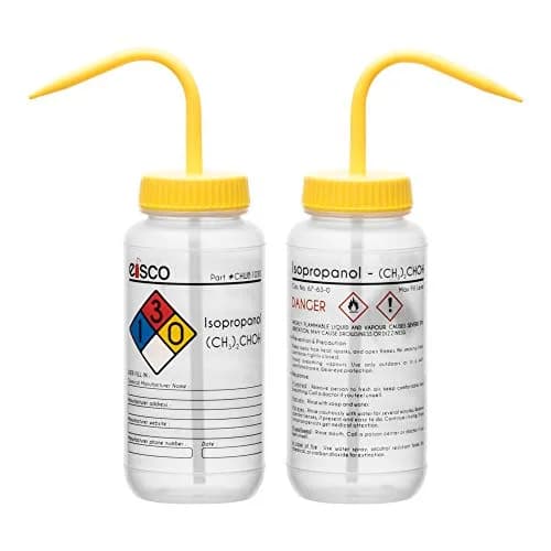 EISCO Isopropanol Wash Bottle 500ml (16.9 oz) with Color-Coded Safety Labels | GHS Compliant Lab Squeeze Bottle thumbnail 3