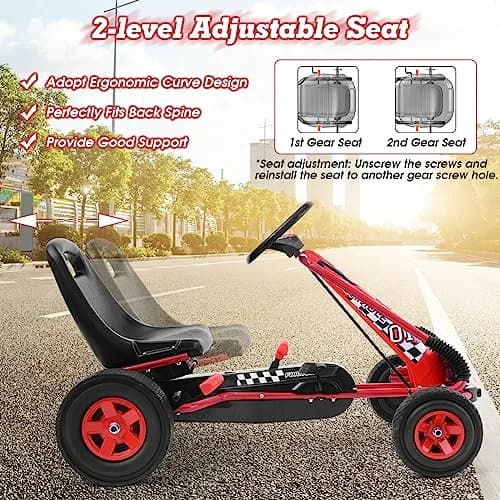 HONEY JOY Go Kart for Kids 4 Wheel Off-Road Pedal Ride On | Adjustable Seat & Safety thumbnail 4