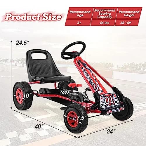 HONEY JOY Go Kart for Kids 4 Wheel Off-Road Pedal Ride On | Adjustable Seat & Safety thumbnail 7