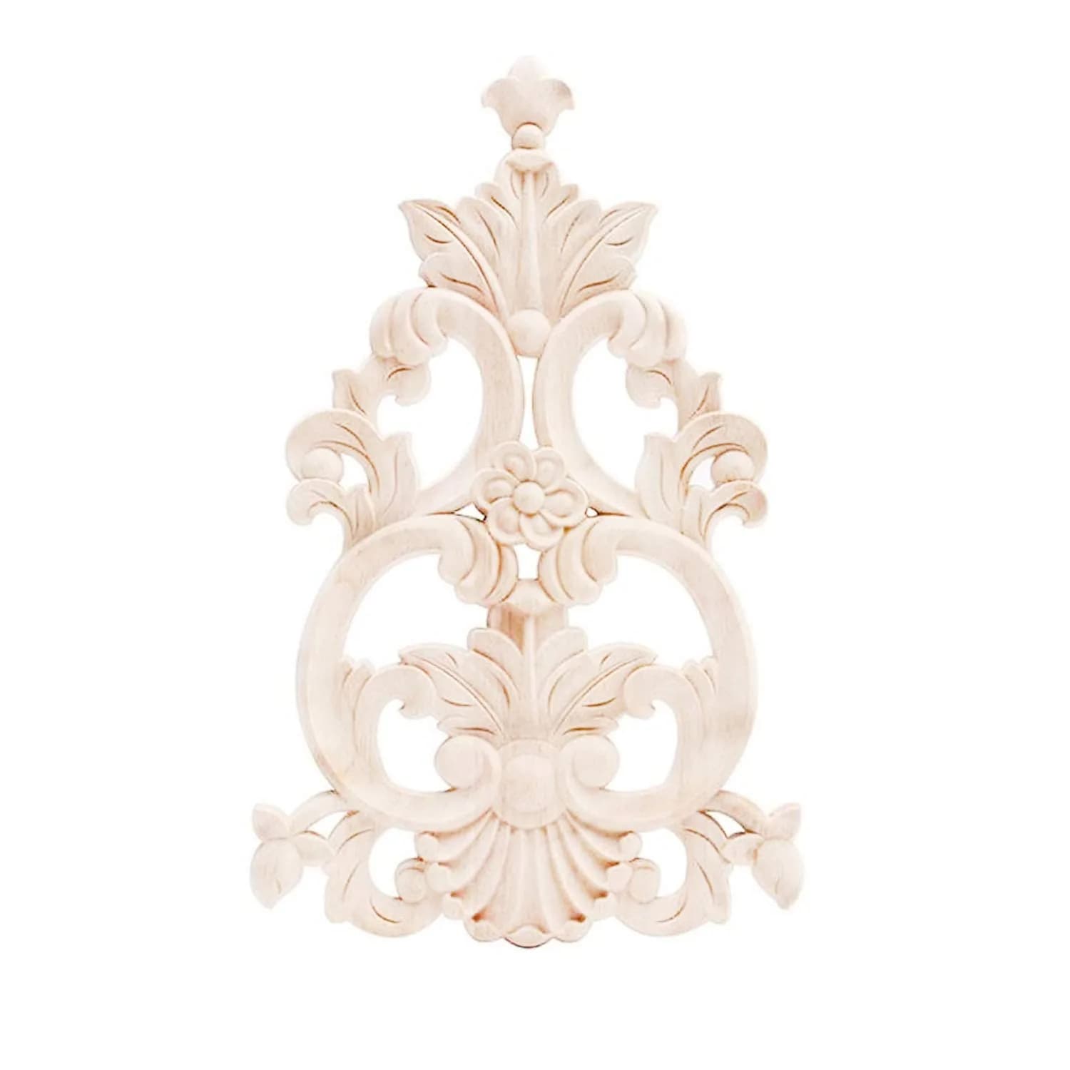 Beoot Unpainted Wood Carved Corner Furniture Onlay Applique 31x28cm (12.2x11.02inch) | European Style Floral Wood Carving — Color5