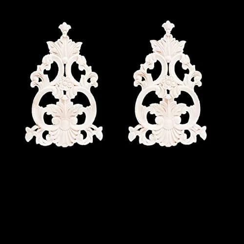 Beoot Unpainted Wood Carved Corner Furniture Onlay Applique 30x19cm (11.81x7.48inch) | European Style Floral Wood Carving thumbnail 4