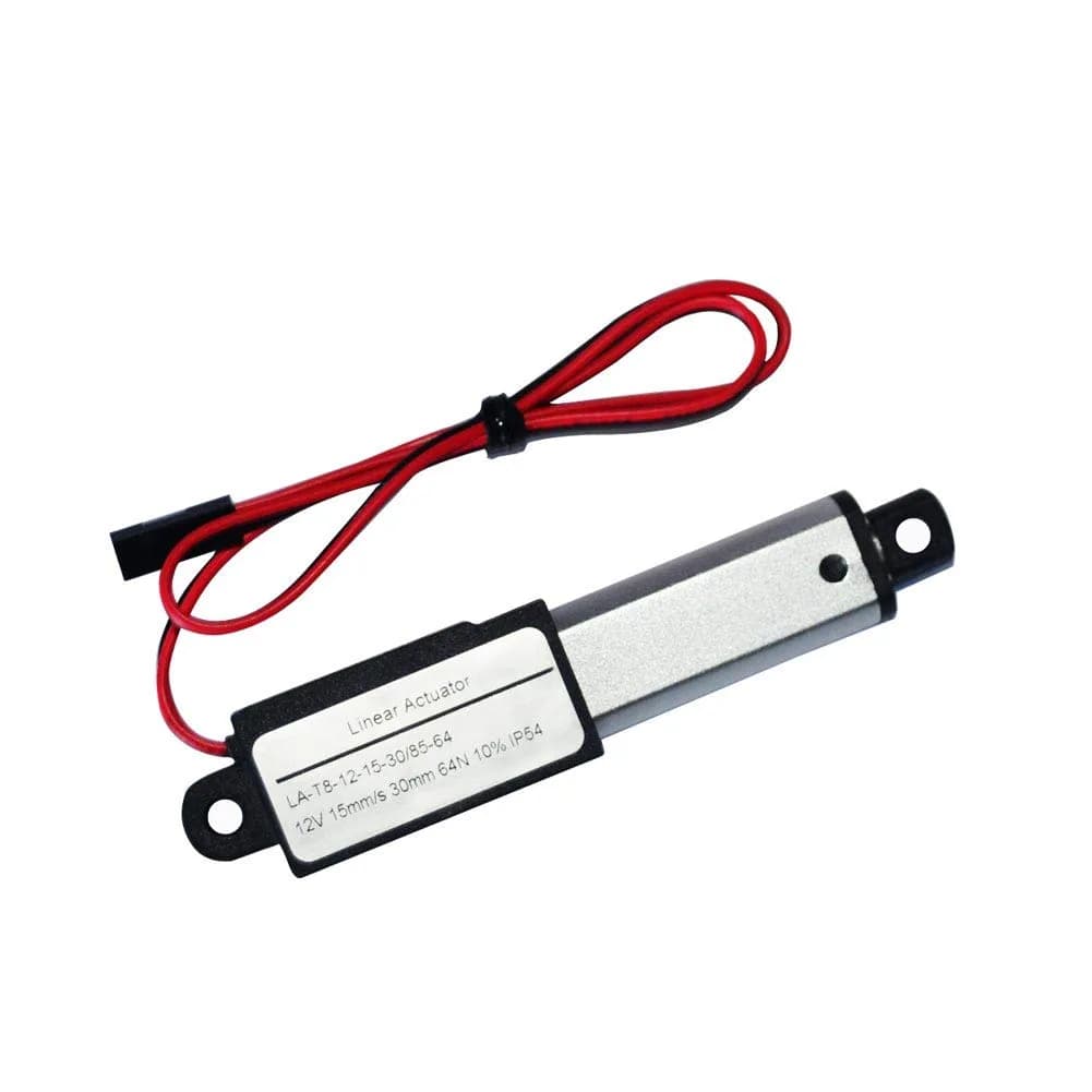 ZCONIEY Micro Linear Actuator 12V DC 30mm Stroke | IP54 Rated, 64N Load, Aluminum Inner Tube