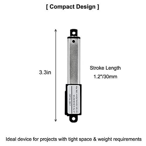 ZCONIEY Micro Linear Actuator 12V DC 30mm Stroke | IP54 Rated, 64N Load, Aluminum Inner Tube thumbnail 4