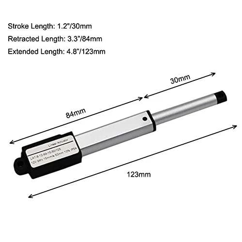 ZCONIEY Micro Linear Actuator 12V DC 30mm Stroke | IP54 Rated, 64N Load, Aluminum Inner Tube thumbnail 5