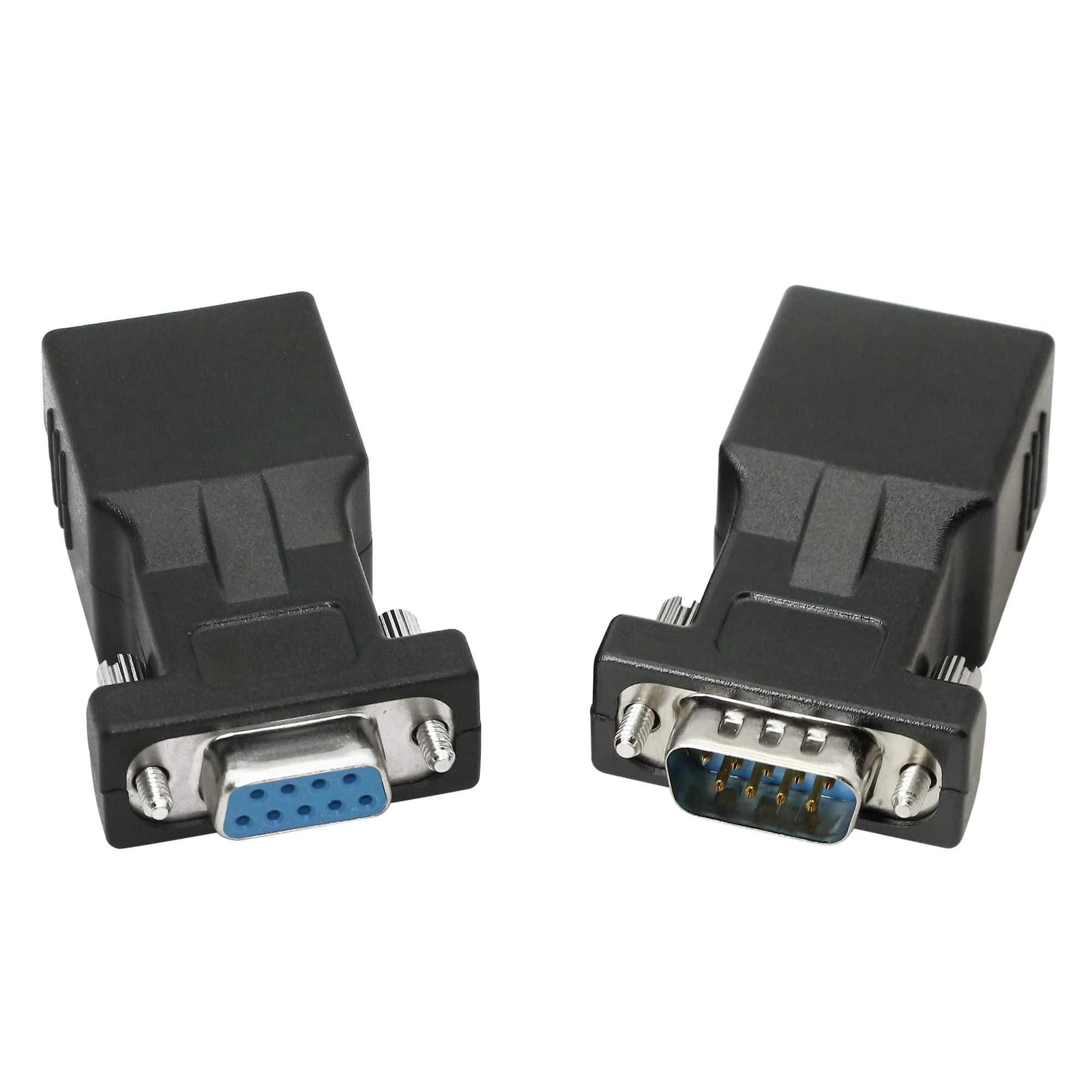 XMSJSIY DB9 RS232 to RJ45 Extender Adapter 2-Pack | Extends Serial Data Up to 100m — 2-Adapter