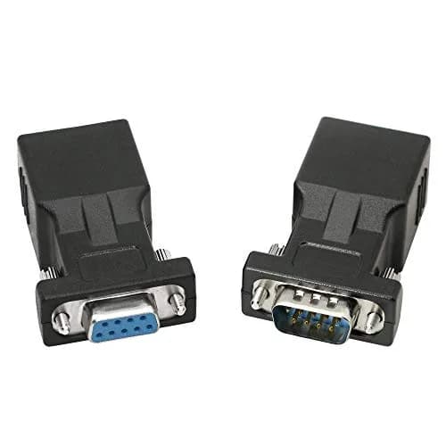 XMSJSIY DB9 RS232 to RJ45 Extender Adapter (2-Pack, 66ft/20m) | Extends Serial Data Over Cat5e/Cat6 thumbnail 1