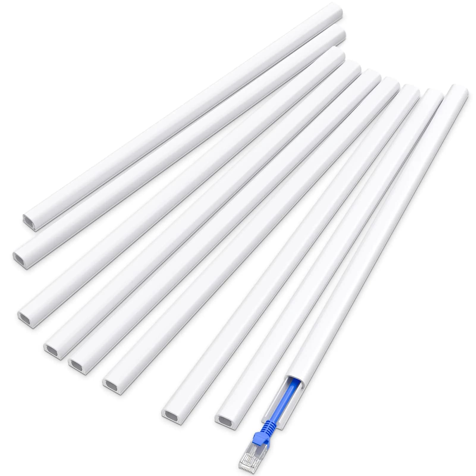 Delamu 128in (3.25m) Single Cord Hider for Wall | Easy Install Self-Adhesive Cable Raceway for 1 Mini Cord - main product image