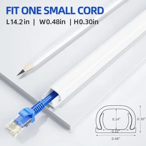Delamu 128in (3.25m) Single Cord Hider for Wall | Easy Install Self-Adhesive Cable Raceway for 1 Mini Cord thumbnail 2