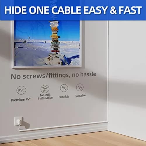 Delamu 128in (3.25m) Single Cord Hider for Wall | Easy Install Self-Adhesive Cable Raceway for 1 Mini Cord thumbnail 3