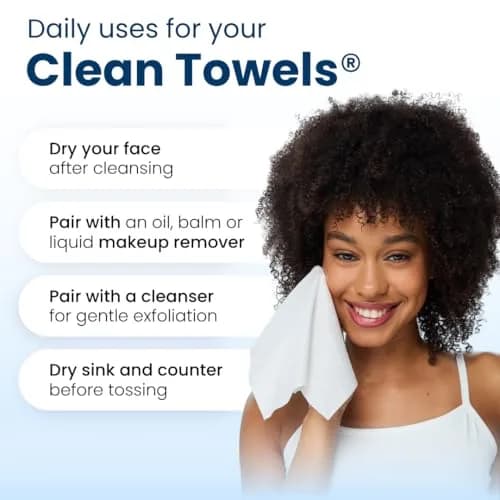 Clean Skin Club Clean Towels XL® Disposable Face Towels 300 Ct (6 Packs of 50 Ct) | USDA Biobased & Eczema Association Accepted thumbnail 9