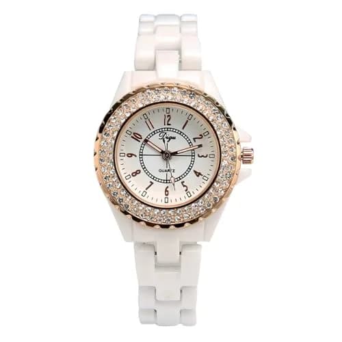 MASTOP Women's Quartz Watch | Swarovski Crystal, Waterproof Ceramic, Gold thumbnail 1