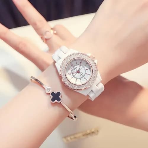 MASTOP Women's Quartz Watch | Swarovski Crystal, Waterproof Ceramic, Gold thumbnail 2