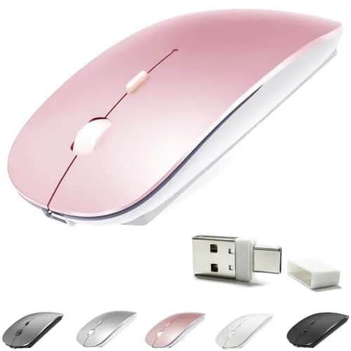 KLO Rechargeable Bluetooth Mouse Rose Gold | 4 Connection Modes, Silent, 1600 DPI, Type-C & USB thumbnail 1