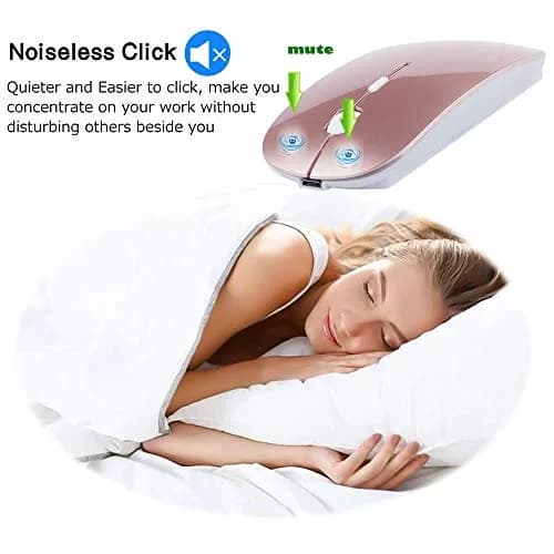 KLO Rechargeable Bluetooth Mouse Rose Gold | 4 Connection Modes, Silent, 1600 DPI, Type-C & USB thumbnail 3