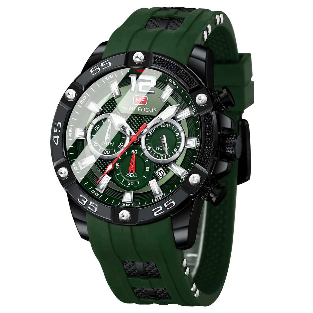 MF MINI FOCUS Men's Chronograph Watch with Red Silicone Strap | Japanese Quartz Movement - main product image