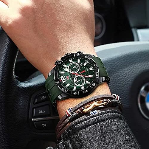 MF MINI FOCUS Men's Chronograph Watch with Red Silicone Strap | Japanese Quartz Movement thumbnail 3