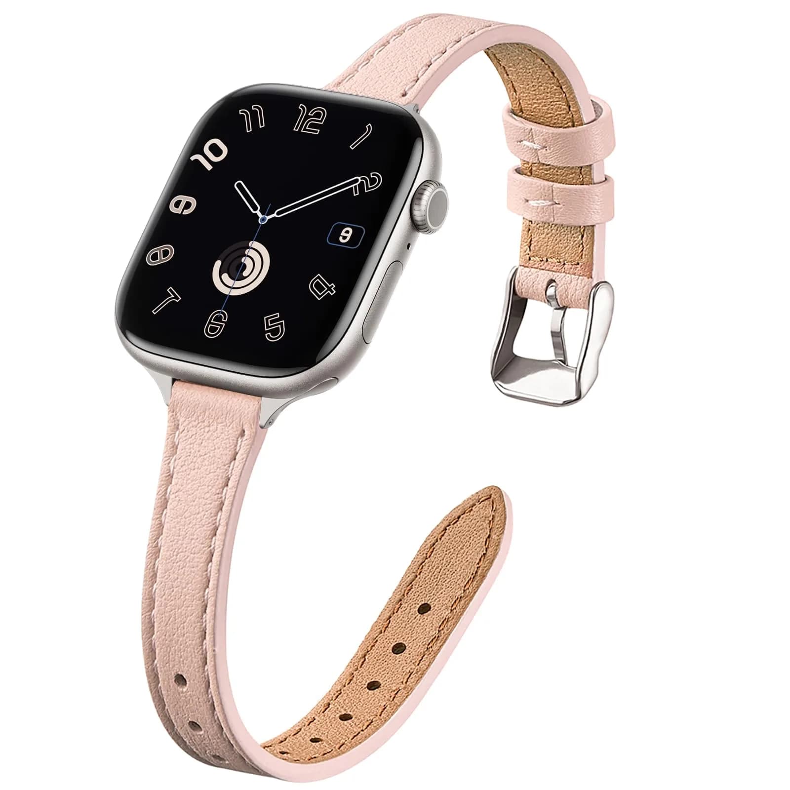 STIROLL Slim Leather Band Compatible with Apple Watch Series 12/11/10/9/8/7/SE 38mm-42mm | Elegant Small Wrist Strap