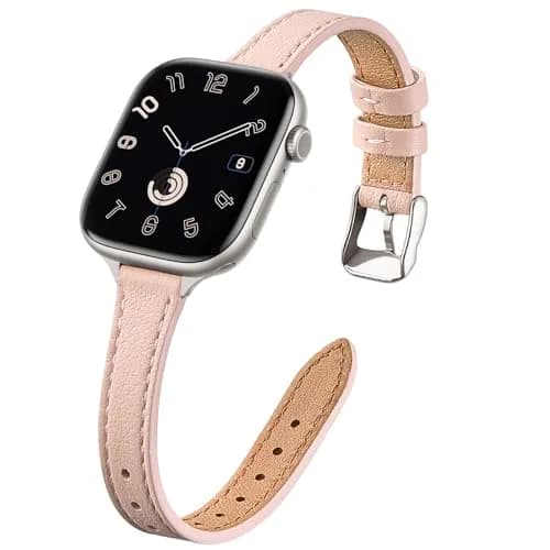 STIROLL Slim Leather Band Compatible with Apple Watch Series 12/11/10/9/8/7/SE 38mm-42mm | Elegant Small Wrist Strap thumbnail 1