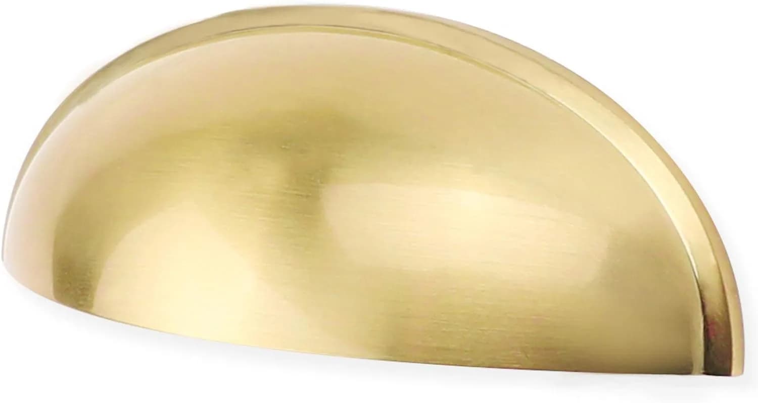 Goldenwarm 12 Pack 3 in Light Brass Bin Cup Pulls Brushed Gold Cabinet Handles | Elegant Drawer & Dresser Hardware - main product image