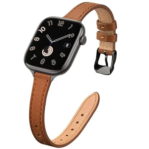 STIROLL Slim Leather Band Compatible with Apple Watch Series 12/11/10/9/8/7/SE 38mm-42mm | Elegant Women's Strap thumbnail 1