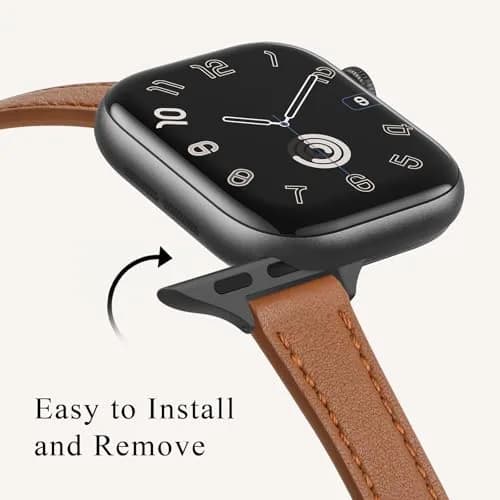 STIROLL Slim Leather Band Compatible with Apple Watch Series 12/11/10/9/8/7/SE 38mm-42mm | Elegant Women's Strap thumbnail 4