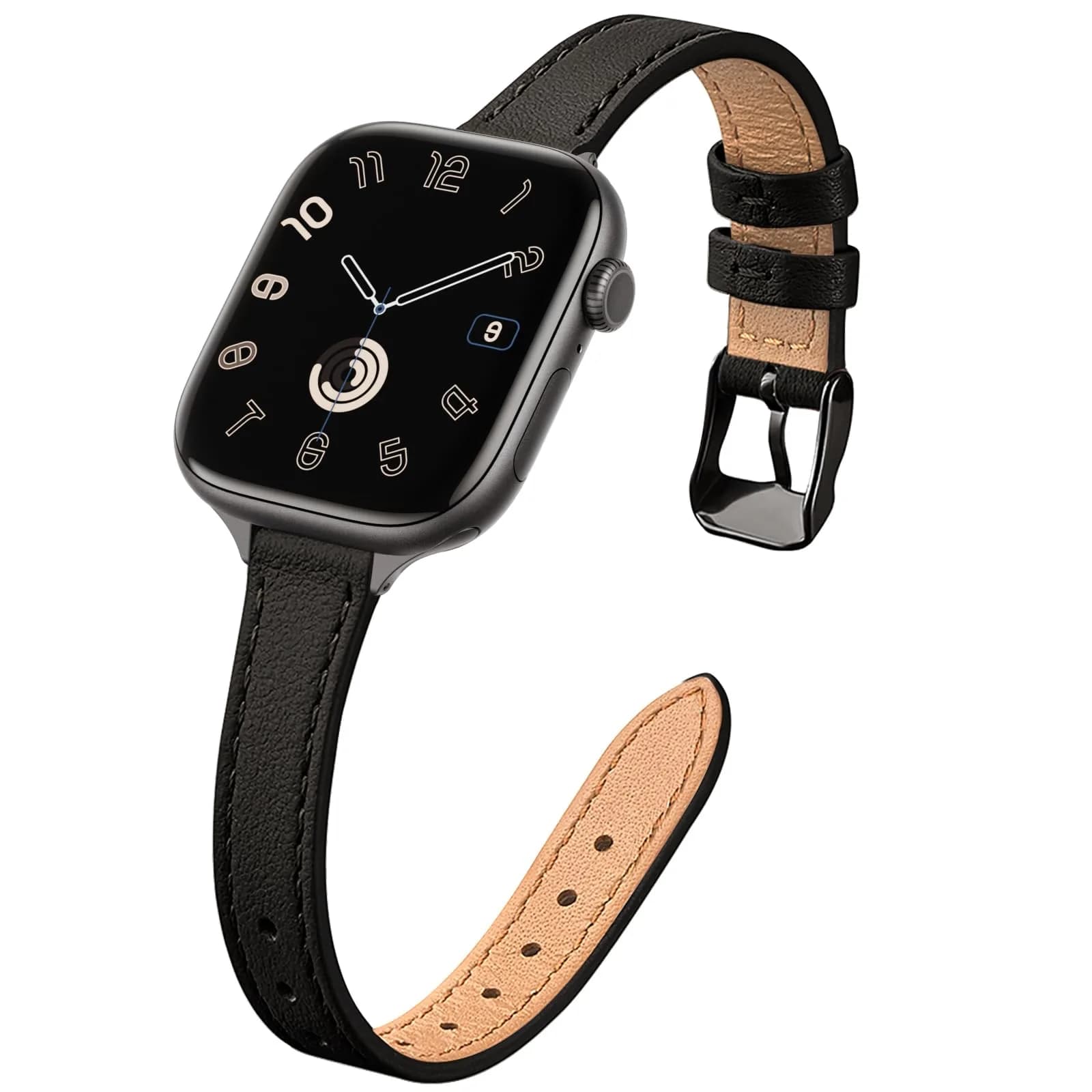 STIROLL Slim Leather Band Compatible with Apple Watch Series 12/11/10/9/8/7/SE 38/40/41/42mm | Elegant & Feminine