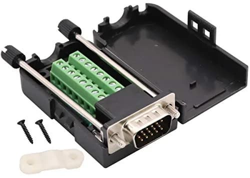 AAOTOKK VGA Screw Terminal Block Adapter DB15 Male to 16-Pin Female Connector with Case (2-Pack, Black) | Connects VGA to Screw Terminals thumbnail 4
