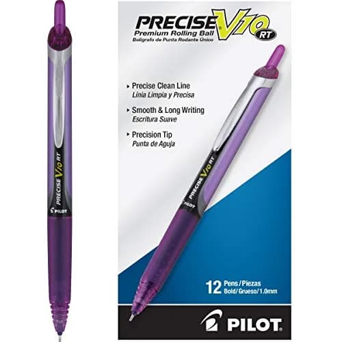PILOT Precise V10 RT Retractable Rollerball Pens, 1.0mm Bold Point, Purple, 12-Pack | Smooth Writing Liquid Ink thumbnail 1