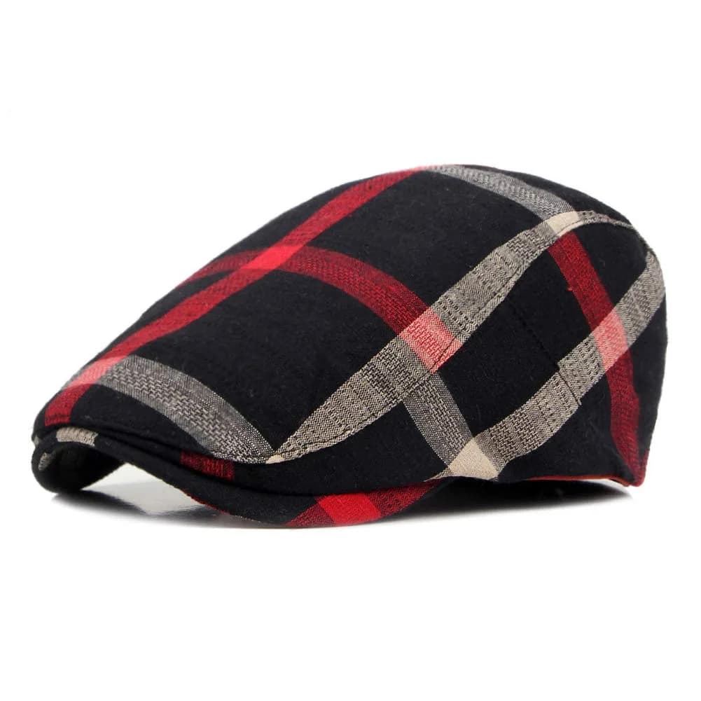 Gudessly Unisex Newsboy Hat Flat Ivy Gatsby Cabbie Cap 55-60cm | Vintage Cotton Beret for Men & Women — 446black