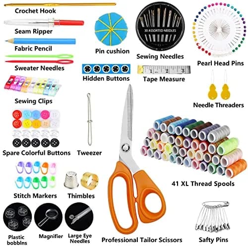 Marcoon Large Sewing Kit, 200 Premium Supplies, 41 XL Thread Spools | Perfect for Travel, Beginners, DIY thumbnail 2